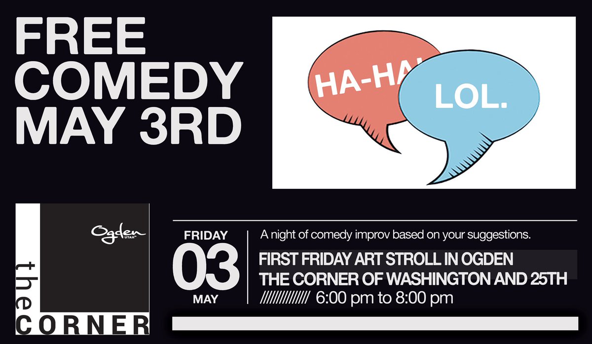 This first Friday, #CleverEndeavors will be performing your favorite #improv games at @the_corner_ogden from 6-8 pm. Enjoy great comedy during your First Friday fun!
#ogdenimprov #improvcomedy #ogden #myogden #visitogden #indieogden #ogdenisawesome #ogdenarts #ogdencomedy