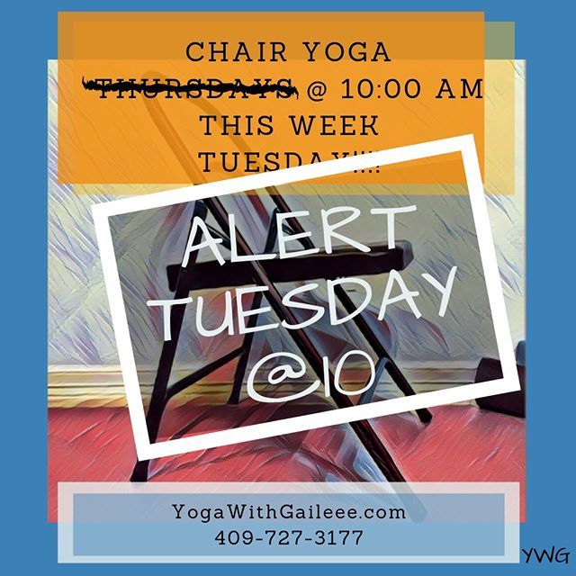 YogaWithGaileee's tweet image. #lert #alert This week only!  Chair Yoga is TUESDAY at 10 am!  At Wesley UMC, 3515 Helena Avenue, Nederland, Tx. $5 or Back Pack Food Ministry donation!  Easy Open Fruits/Veggies or Meats.  Call Gail at 409-727-3177, leave a Voice Message!  Thanks Y'all!… bit.ly/2DFagbP