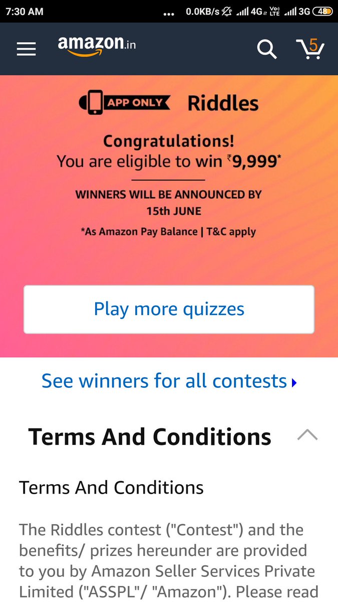 AmitKum91655682's tweet photo. #Amazonriddlesquiz https://t.co/me7n4m8yZL