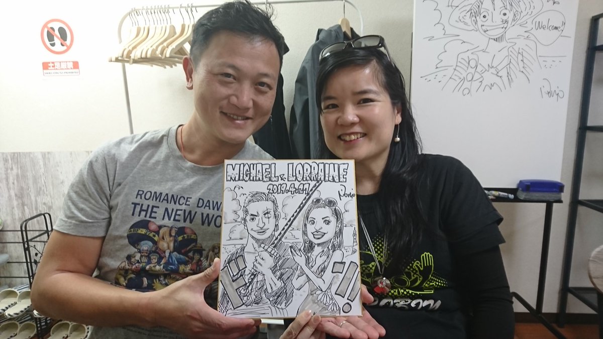 ここ最近の選りすぐり似顔絵を紹介✨１枚目が特にお気に入りです✨めっちゃ海賊(笑)香港からわざわざ来ていただいた方もいて感謝感謝です(４枚目)。GWは佐久島にいるので遊びにおいで☆