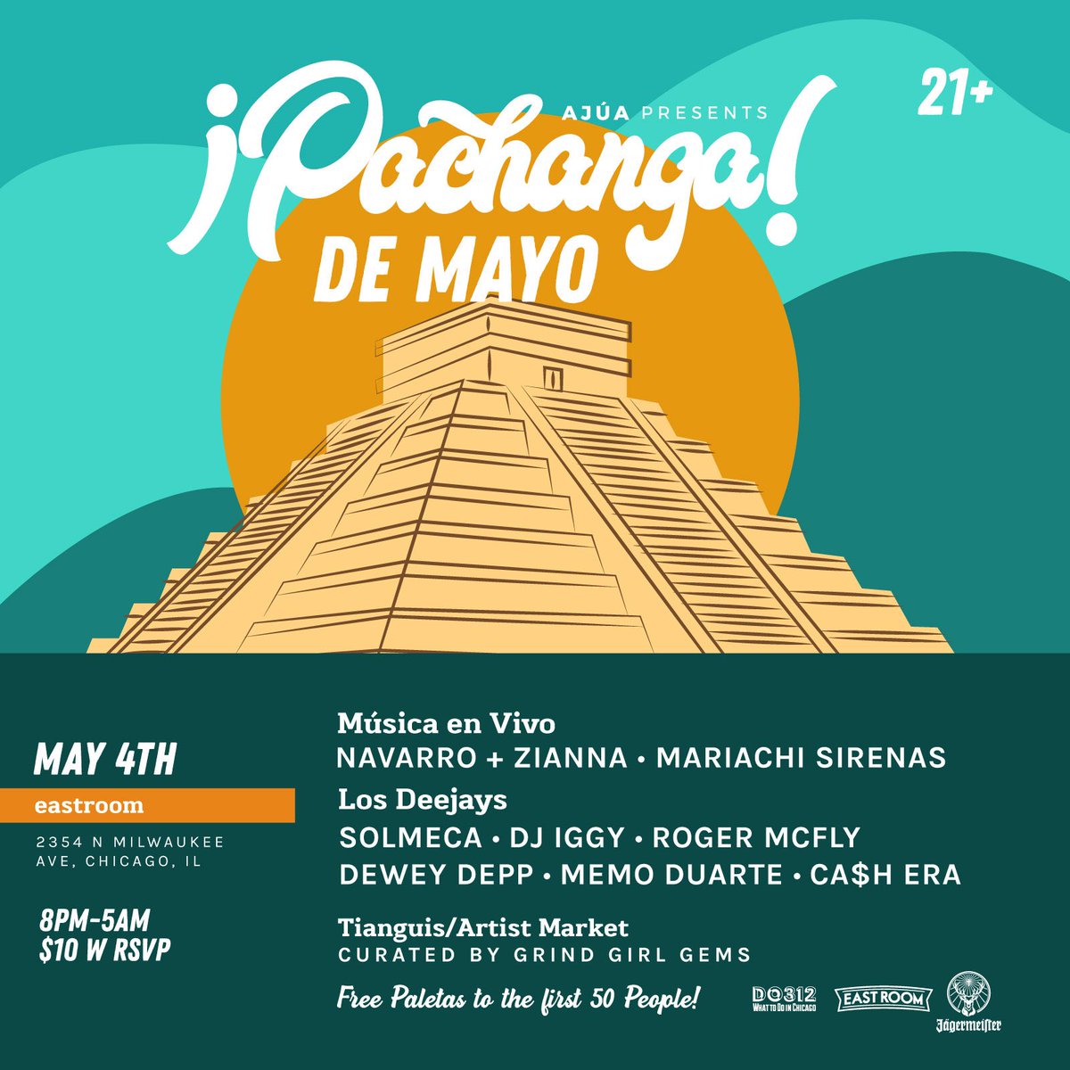 Shout out to <a href="/JagermeisterUSA/">Jägermeister USA</a> for sponsoring our #pachangademayo on May 4th <a href="/EastRoomChicago/">East Room</a> 

Performances by <a href="/SchemeNavarro/">Navarro</a> <a href="/djiggy_/">DJ IGGY</a> <a href="/DJCaShEra/">DJ Ca$h Era</a> x <a href="/DeweyLoHace/">marino.</a> (<a href="/PachangaChicago/">Pachanga</a> resident DJ)