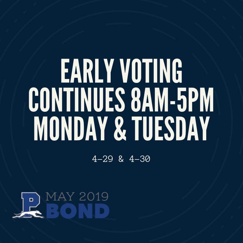 Tuesday, April 30th, is last day to early vote!!