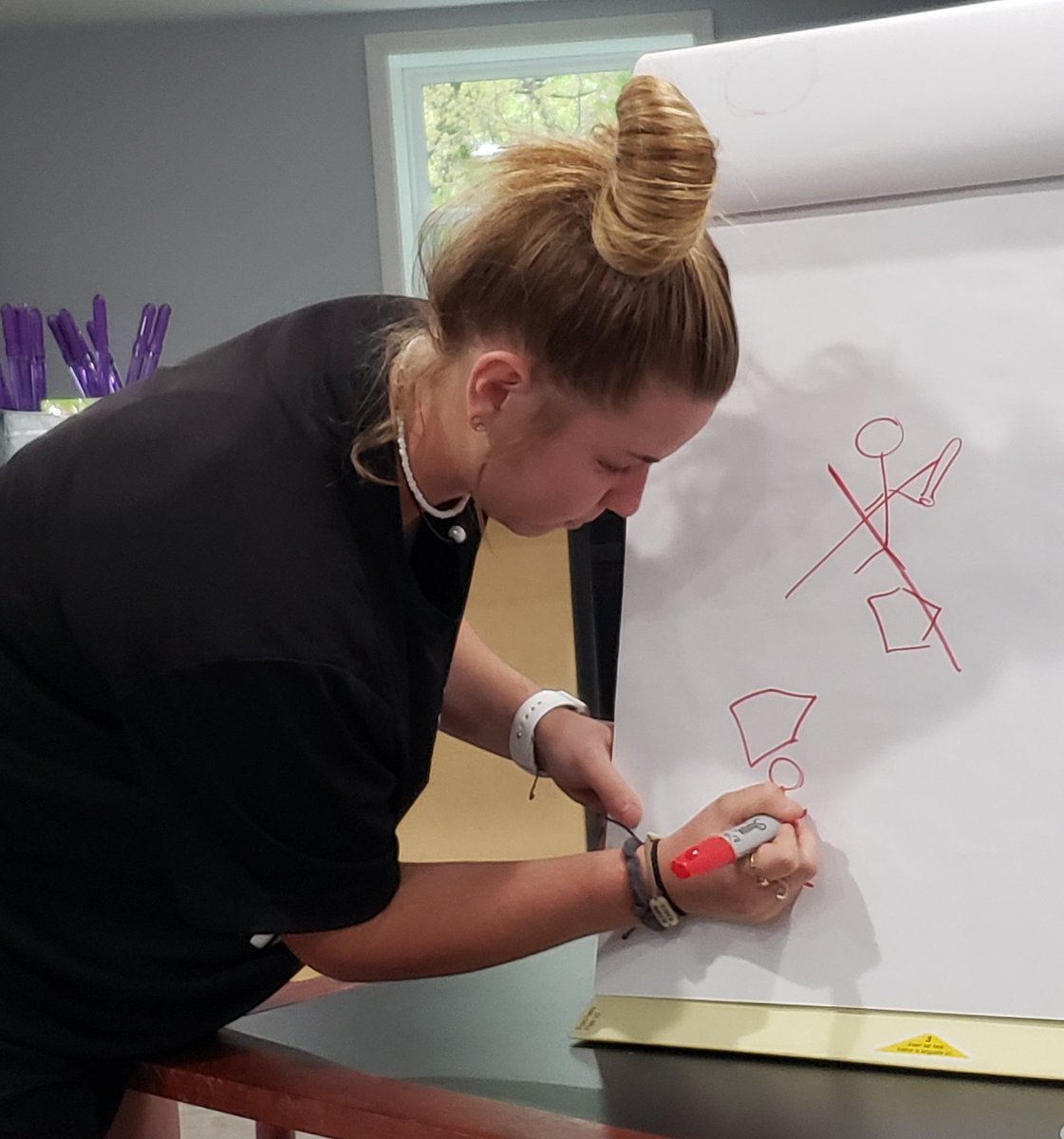 kwhite2222's tweet photo. After @SoftballSkies finished their inspiration boxes, we played a little Pictionary Husky Softball Style. Love listening to this crew laugh and suppoet one another. #FunFriendship #LoveandLaughter https://t.co/FSjLIZOaZL