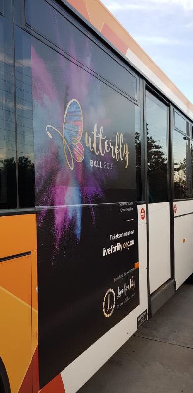 Live_4_Lily's tweet photo. Who has seen our fantastic 2019 Butterfly Ball artwork created by our friends at JMAdvertising on the Melbourne bus network and signage across the city! Thanks to @BradTealRE and Moove Media for your support in creating awareness of the #ButterflyBall #LiveforLily #Media #Artwork https://t.co/55nueMH3d9