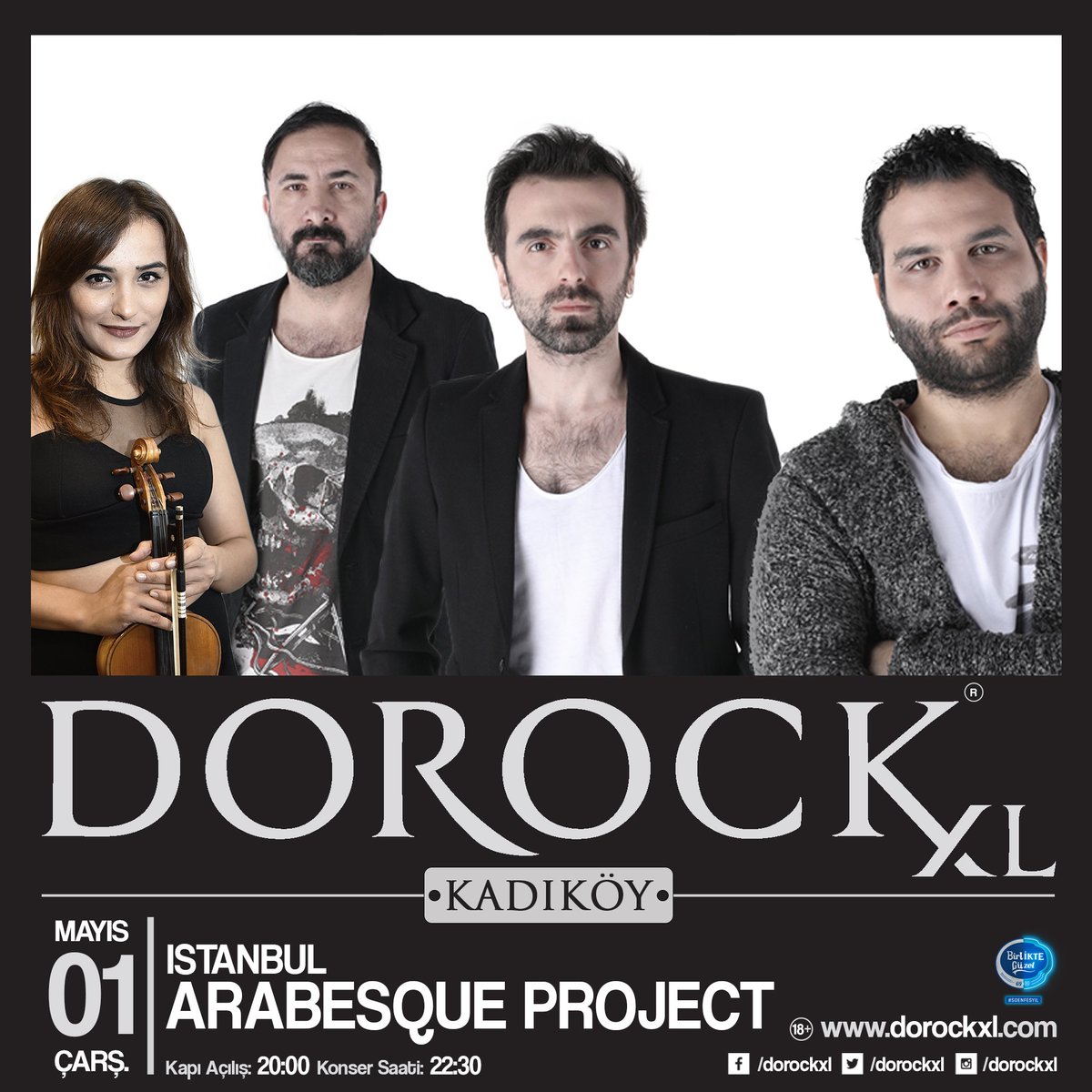 İstanbul Arabesque Project, 1 Mayıs Çarşamba saat 22:30’da Dorock XL Kadıköy sahnesinde! Biletler Biletix ve Dorock XL Kadıköy gişelerinde. #DorockXL #DorockXLKadıköy #İstanbulArabesqueProject #BirlikteGüzel