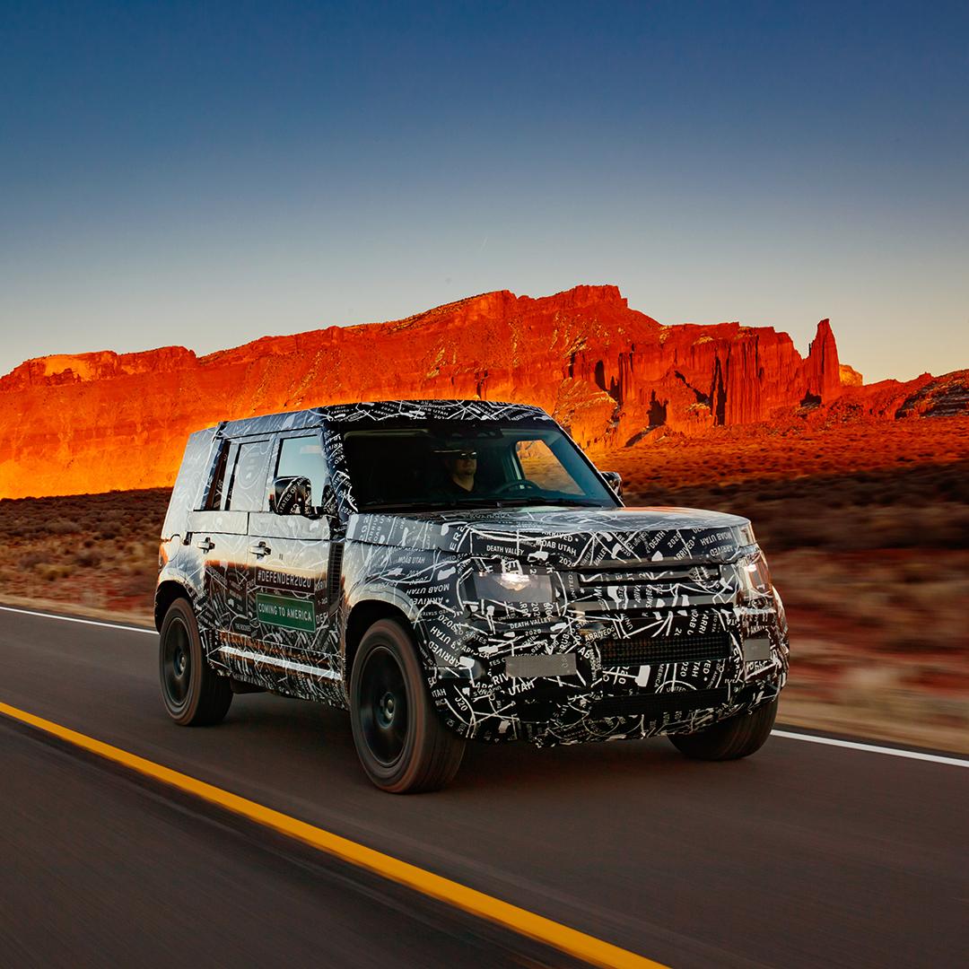 RangeRover's tweet photo. To celebrate #WorldLandRoverDay, we’re sharing some of the first images of new #DEFENDER undergoing rigorous testing, achieving a development milestone by covering more than 1.2 million km of varied all-terrain conditions. Register your interest: https://t.co/JNdwrguKXa https://t.co/qQQfRqVhkh