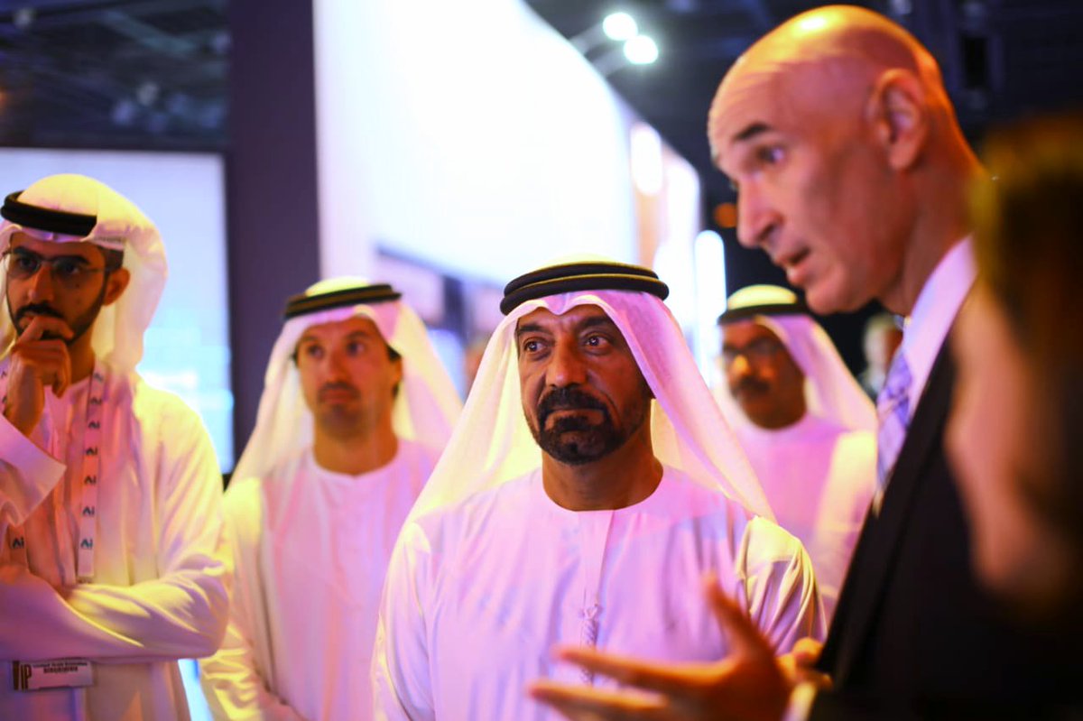 We were honored today by the visit of <a href="/HHAhmedBinSaeed/">HH Sheikh Ahmed bin Saeed Al Maktoum</a> to our booth with the Minister of State for Artificial Intelligence H.E Omar Sultan AlOlama. Microsoft’s Gulf GM, Sayed Hashish showcased the latest #MicrosoftAI solutions at the #AIEverything. <a href="/OmarSAlolama/">Omar Sultan AlOlama</a>