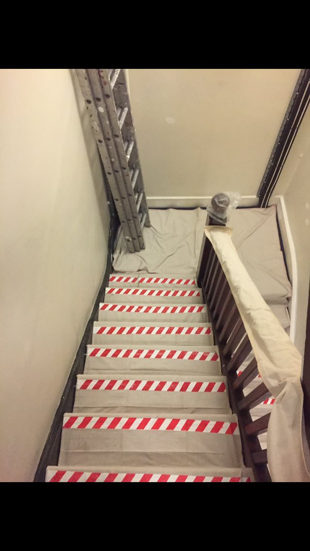 Perfect Combination here!! “L “ shaped GripperCloth, Banister Cover &amp; “ Step By Step”,  hoovered off the “ Step By Step “ and kept them down throughout the works👍 products helping to make working , Safer and quicker. Let’s “ Get A Grip”