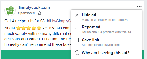 faye_lipson's tweet photo. So everyone, @facebook doesn't like it if you look at 'Why am I seeing this advert' on too many sponsored posts in your feed. It **blocks the feature**. No really. https://t.co/bijAIb50r1