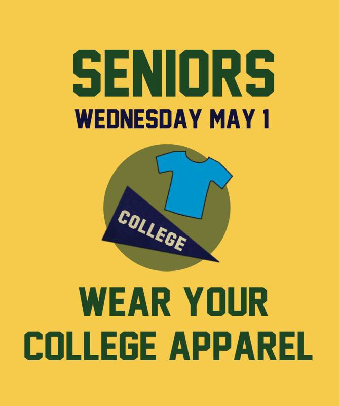 cvhsclass2019's tweet photo. wear your college apparel on wednesday! https://t.co/iCQFode3Qy
