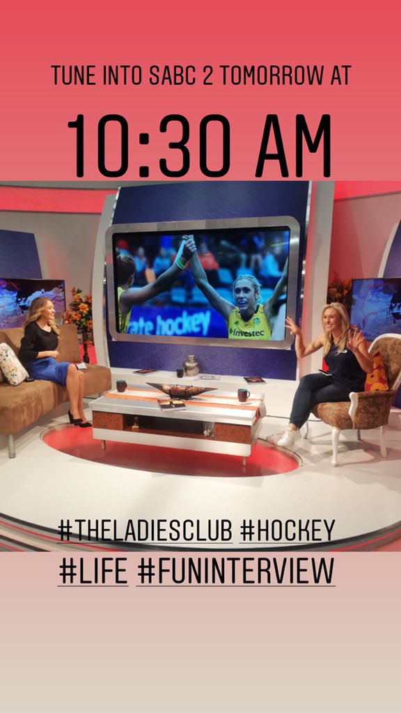 Shells_bells_'s tweet image. Catch #theladiesclub on SABC 2 this morning at 10:30 for a fun Interveiw with @VaylenKirtley on life and hockey @HockeyAcademySA @Investec