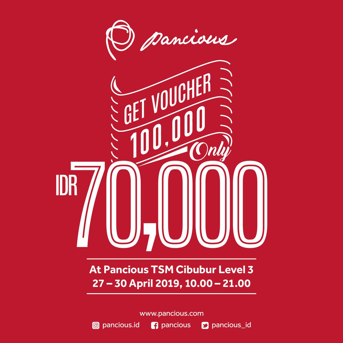 pancious_id's tweet photo. Good news for those who lives at Cibubur!
You are now can purchase Pancious vouchers worth Rp. 100,00 just for Rp. 70,000
*Available at Pancious TSM Cibubur Level 3 
*T&amp;C applied
#infocibubur #promocibubur #cibubur #cibuburfood #cibuburkuliner #promo #infopromo #pancious https://t.co/pm90Hm20dr