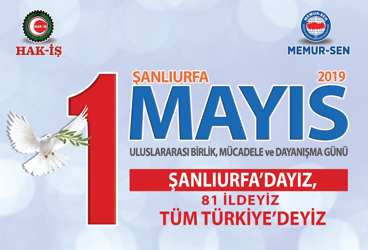 Emeğin ve alınterinin neferleri olarak 1 Mayıs Emek ve Dayanışma Günümüzü Konfederasyonumuz Hak-İş'in öncülüğünde kutlamak için Peygamberler Diyarı Şanlıurfa'ya gitmek üzere yola çıktık.