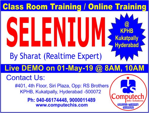 computechis's tweet image. #seleniumtraining #kukatpallyhyderabad