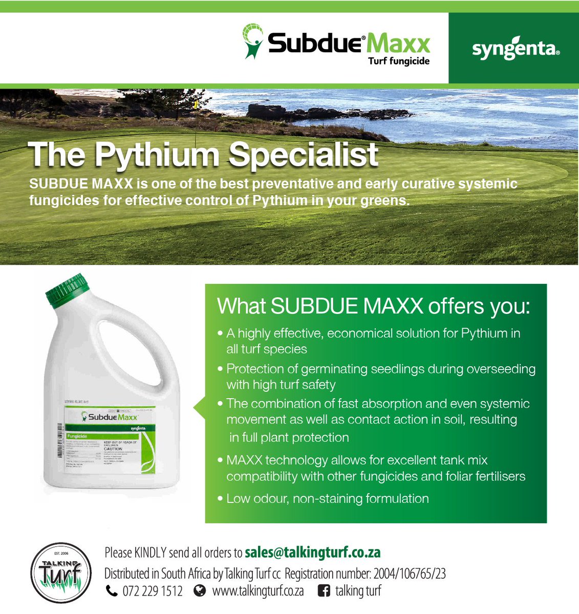 SyngentaTurfSA's tweet image. Take early preventative measures against Pythium Root Rot, by applying #SubdueMaxx.
#SubdueMaxx - The #Pythium specialist!💪