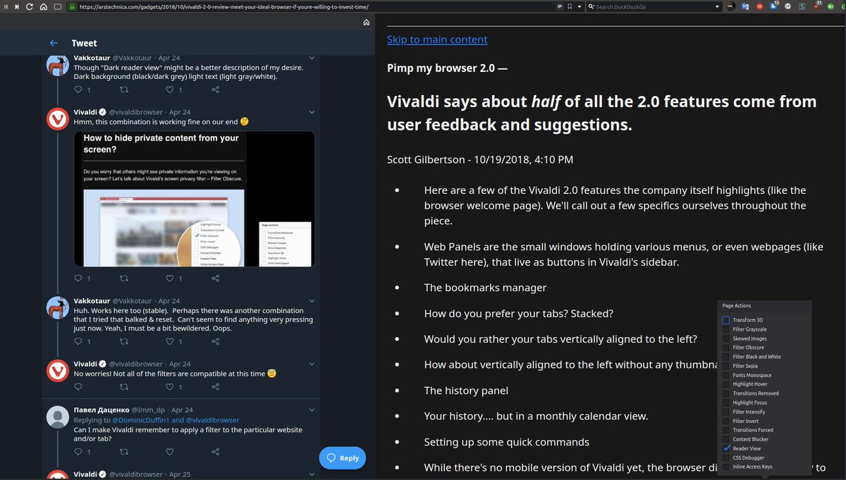 BrewedSecurity's tweet image. @vivaldibrowser uses my #dark GTK theme in @SolusProject, so my #readerview looks like this: