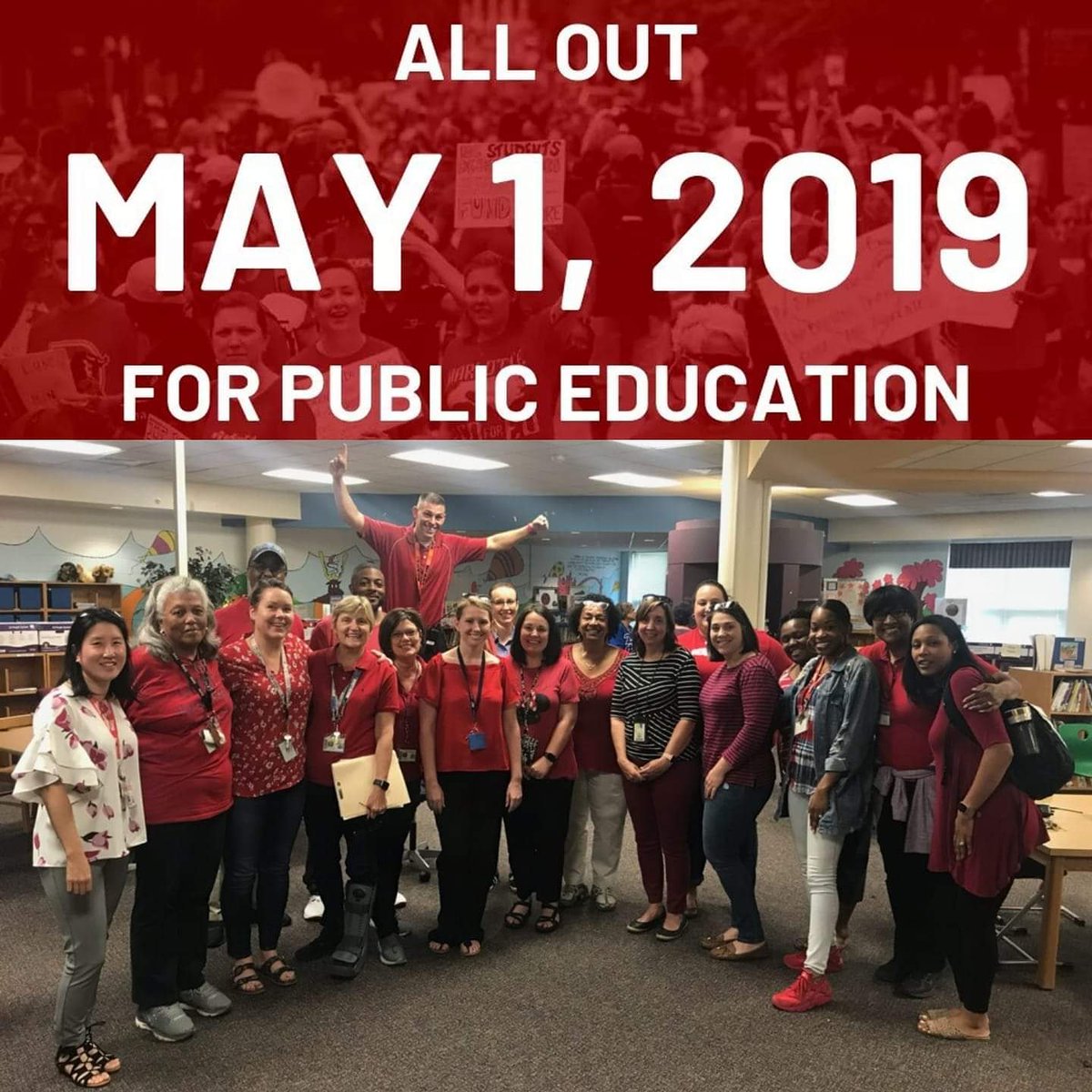 Principal Little and staff at Steele Creek Elementary School are AII-IN for ALL-OUT in support of Public Education.  #INTHISTOGETHER