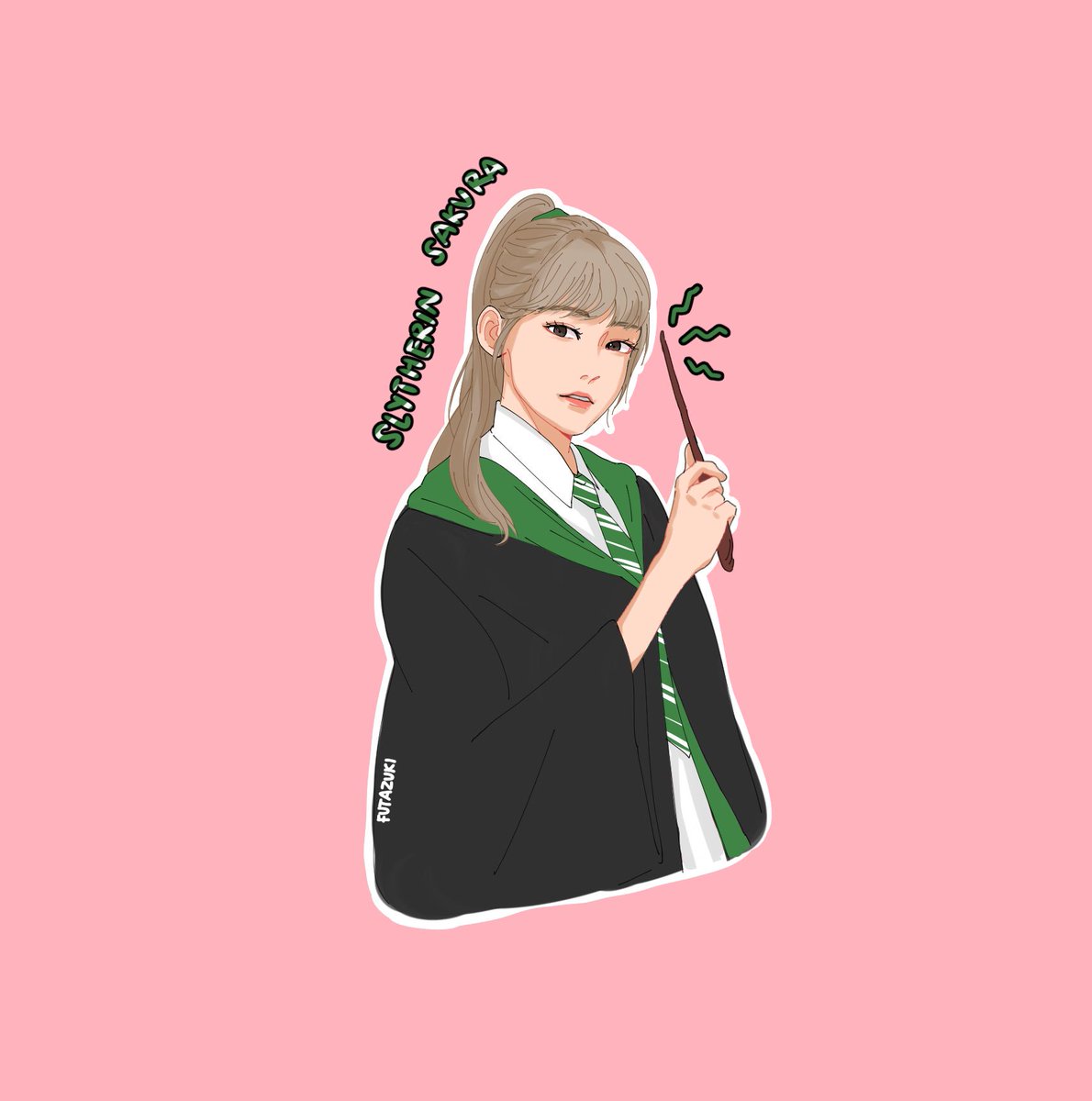 Sakura: SlytherinHas a chic and cool image, but according to her roommates, it’s not what it seems..? Does well in almost all classes but is especially bad at Flying. #宮脇咲良  #MiyawakiSakura  #미야와키사쿠라
