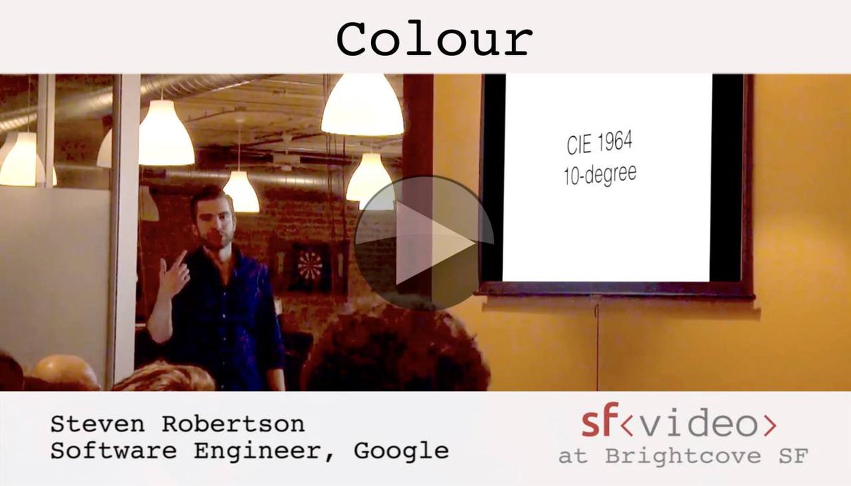TBKnowledge's tweet image. Video: Colour – wp.me/p9gRAY-T6 – Steve Robertson from @Google @Youtube explains the complexities of colour the way we see, colour spaces, compression and the mistakes people make. Very accessible talk from @SFVidTech.