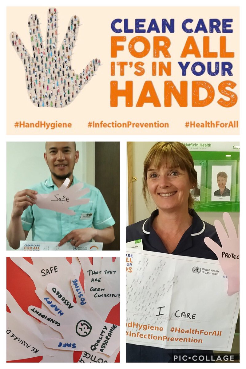 NHInfectPrevent's tweet photo. #HandHygiene 5th May  awareness begins @nuffieldhealth Guildford. #Committed to ‘Clean care for all - its in your hands’ #InfectionPrevention #HealthForAll https://t.co/htfU6uxGPk