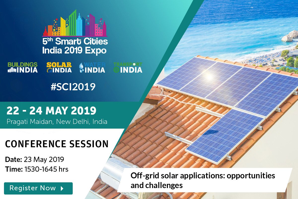 smartcitiesind's tweet image. At 5th @smartcitiesind we have a conference session - &apos;Off-grid solar applications: opportunities and challenges&apos; on 23 May 2019 at Pragati Maidan, New Delhi

To know more , visit - bit.ly/2P0Dnus

#SmartCitiesIndia #OffgridSolar #SolarApplications #SCI2019 #SmartCities
