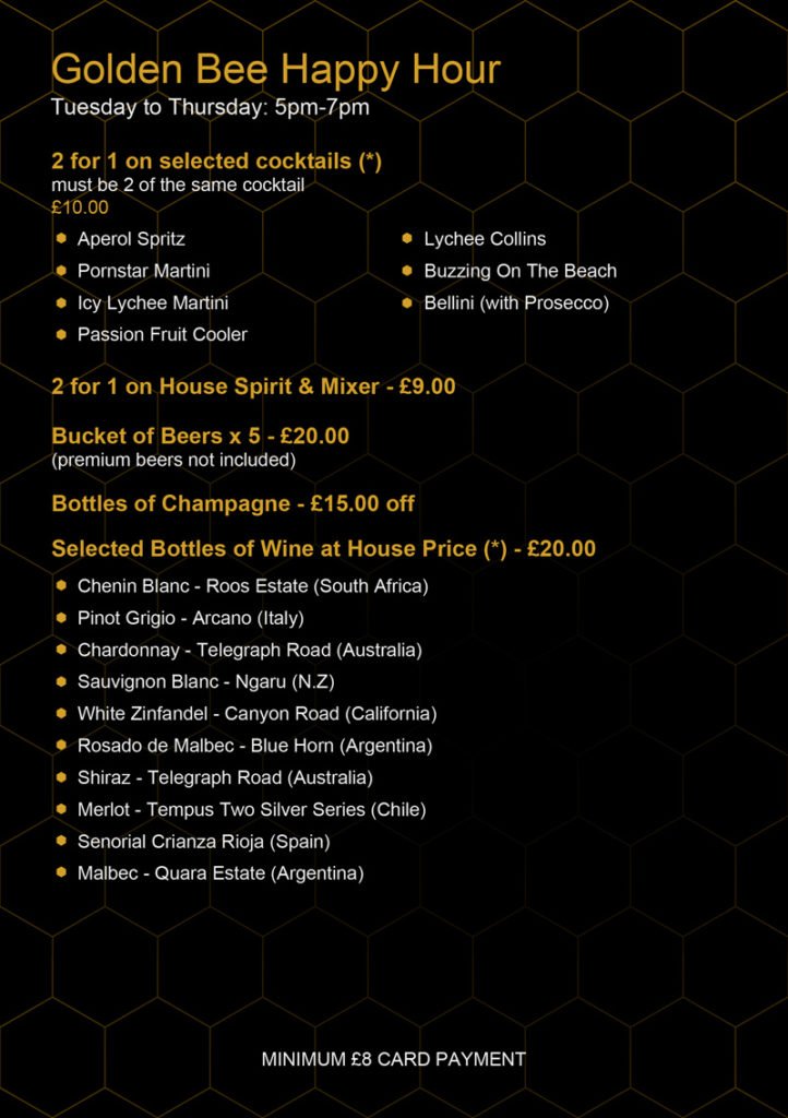 DanielJ84038326's tweet photo. @GoldenBeeEC1 is well known as a happy hour bar in Shoreditch. We offer the best drink deals on Tuesday &amp; Friday from 5pm to 7pm. Call us now on 020 7253 1110.

#GoldenBee #HappyHour #happyhourbar #Shoreditch #London #Tuesday #Friday #drinkdeals https://t.co/FaNIX2Oou7