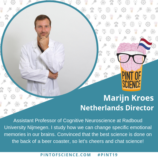 pintsworld's tweet photo. It's time for your #pint19 director introduction of the day!
Say hi to Marijn Kroes @marijn_kroes our Netherlands @pintofscienceNL director!
Hi Marijn 👋
All the #Pint19Directors can be found here https://t.co/Ki7F2yAWSO https://t.co/shSE7mG7dw