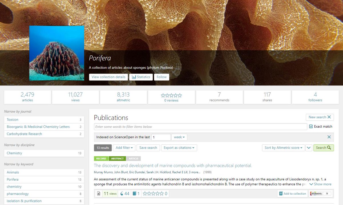 Science_Open's tweet photo. 13 new articles added to the #ScienceOpen collection 'Porifera' by Prof. Dr. Gert Wörheide @gwoerhe @LMU_Muenchen, gathering over 2,450 articles on #sponges (phylum #Porifera): https://t.co/fcNXyAGZIy
#demospongiae #hexactinellida #calcarea #calcispongiae https://t.co/Y8pxPnImPE
