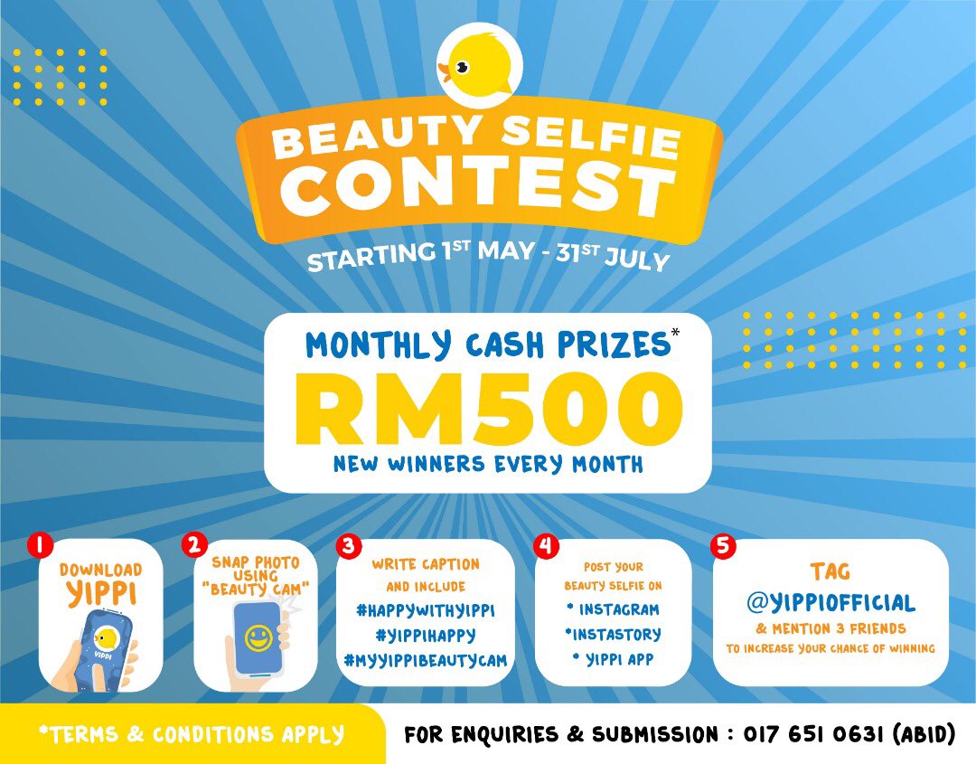 bid_akims's tweet photo. Hi people. Ada sesiapa nak menang RM500 tak?! Sebab company yang i kerja dengan our client sedang mengadakan selfie contest untuk perempuan di luar sana. So apa yg korang kene buat ikut semua step di dalam poster tu. https://t.co/tlVlvgvPCQ