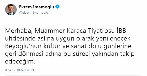 Imamoglu Ndan Muammer Karaca Tiyatrosu Mujdesi Mesele 121