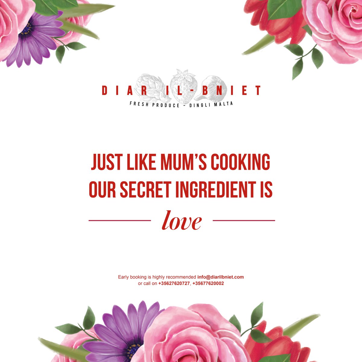 You've gotta say 'Mum I Love You' and what better way to do it than booking a table at <a href="/BnietIl/">DIAR IL-BNIET</a> Diar Il-Bniet where we will treat your mum like a queen! #MumILoveYou #YouDeserveTheBest #specialday