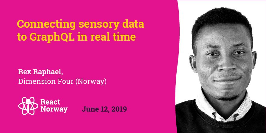Rex Raphael aka <a href="/rex_raph/">Rex Raphael 🥑</a> from Dimension Four will talk about "Connecting sensory data to GraphQL in real time" at React Day Norway. 🎉

Check out the full schedule and grab a ticket for the event here: reactnorway.com  

#frontend #conference #GraphQL #react #reactjs