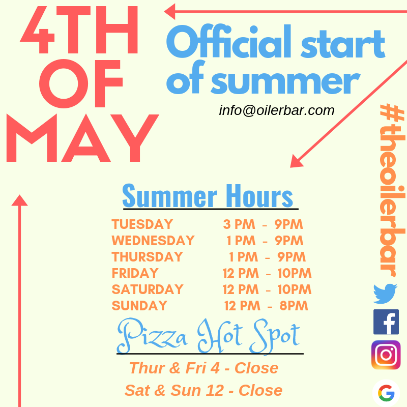 theoilerbar's tweet photo. THE 4TH OF MAY ◙ The Official start of summer | Thank you to everyone who has supported us over the last few years. Let the summer of 2019 be a one to remember! https://t.co/ch4QAuvH9w