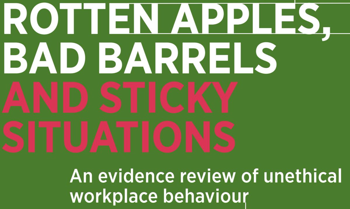 If you're interested in unethical behaviour in organizations and what we can do about it (and who isn't?) this new #systematicreview by <a href="/CIPD/">CIPD</a> <a href="/CenterforEBMgt/">CEBMa</a> &amp; <a href="/ANU_CBE/">ANU CBE</a> is a must MUST read.

Given its social and political importance it's surprisng that nobody's already done this.