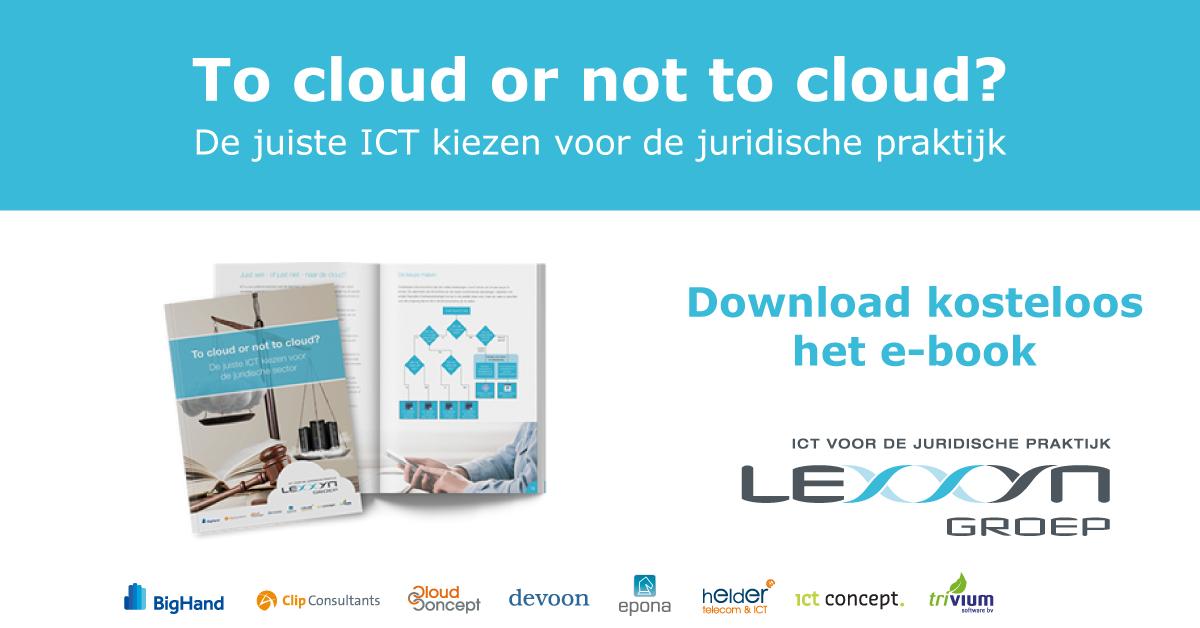 ICT speelt voor advocaten, notarissen en deurwaarders een steeds grotere rol. Om ze te helpen met het maken van de juiste keuzes op het gebied van #cloud en #ICT hebben wij het #ebook "To cloud or not to cloud?" geschreven. Download het nu op onze website. lexxyn.nl/cloud
