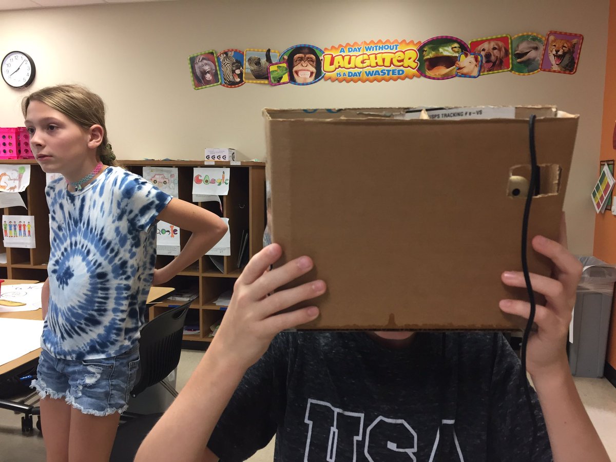 erika_serhus's tweet photo. 🤓Super creative kids
Making your own VR headset from a box and iPad @ScheffkeSays @WCHELibrary @mbeninga @cospaces_edu @LeighThindy https://t.co/naSvQsbPMg