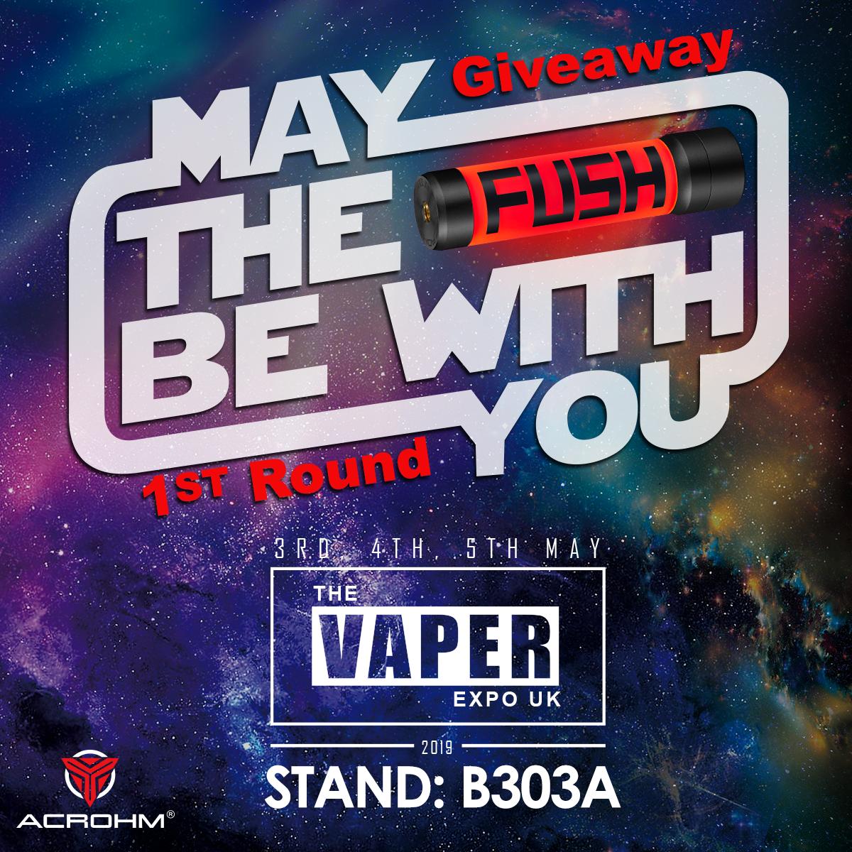 We’re giving away our brand new Black FUSH Semi-Mech Mod. 🎁
Enter:1️⃣ Follow <a href="/Acrohm_Official/">Acrohm</a> 2️⃣ RT the post with #MayThe4thBeWithYou #RipTheNightAway ※ Share the post on IG and FB to increase your chance. 
Winners will be drawn on 4th May #vape好きな人と繋がりたい #VapeFam