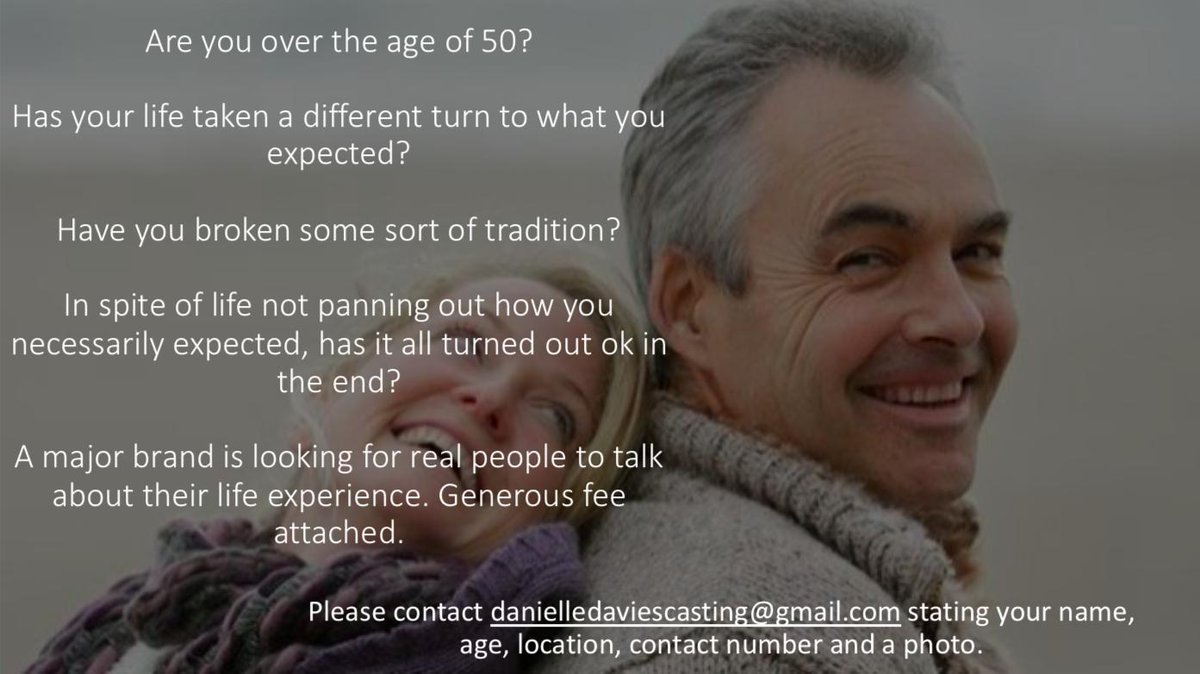 Looking for people aged 50+ to feature in advertising campaign for major brand. Please share!