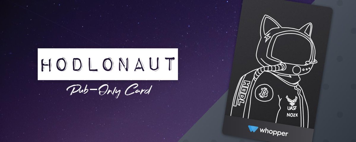Get your #Hodlonaut Pub-Key Card today! Take it with you and always be able to accept gifts, tips or payments no matter where you are. Put any address on the back of the card from $BTC, $XRP to $LINDA or any other #cryptocurrency!

Available at: whopper.io/product/hodlon…