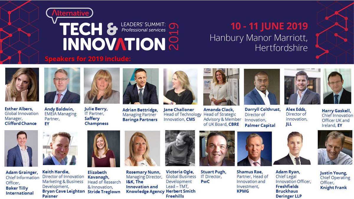 Unlocking #innovation and successful transformation in today's market is key - but not easy. Learn from the the most senior leaders responsible for #techstrategy and #transformation in #professionalservices <a href="/alttechleaders/">The Alternative Tech & Innovation Leaders' Summit</a>. Limited places available. Visit bit.ly/2tIND3v