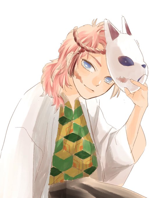 月勳さんがTwitterに投稿した錆兎(鬼滅の刃)のイラスト。