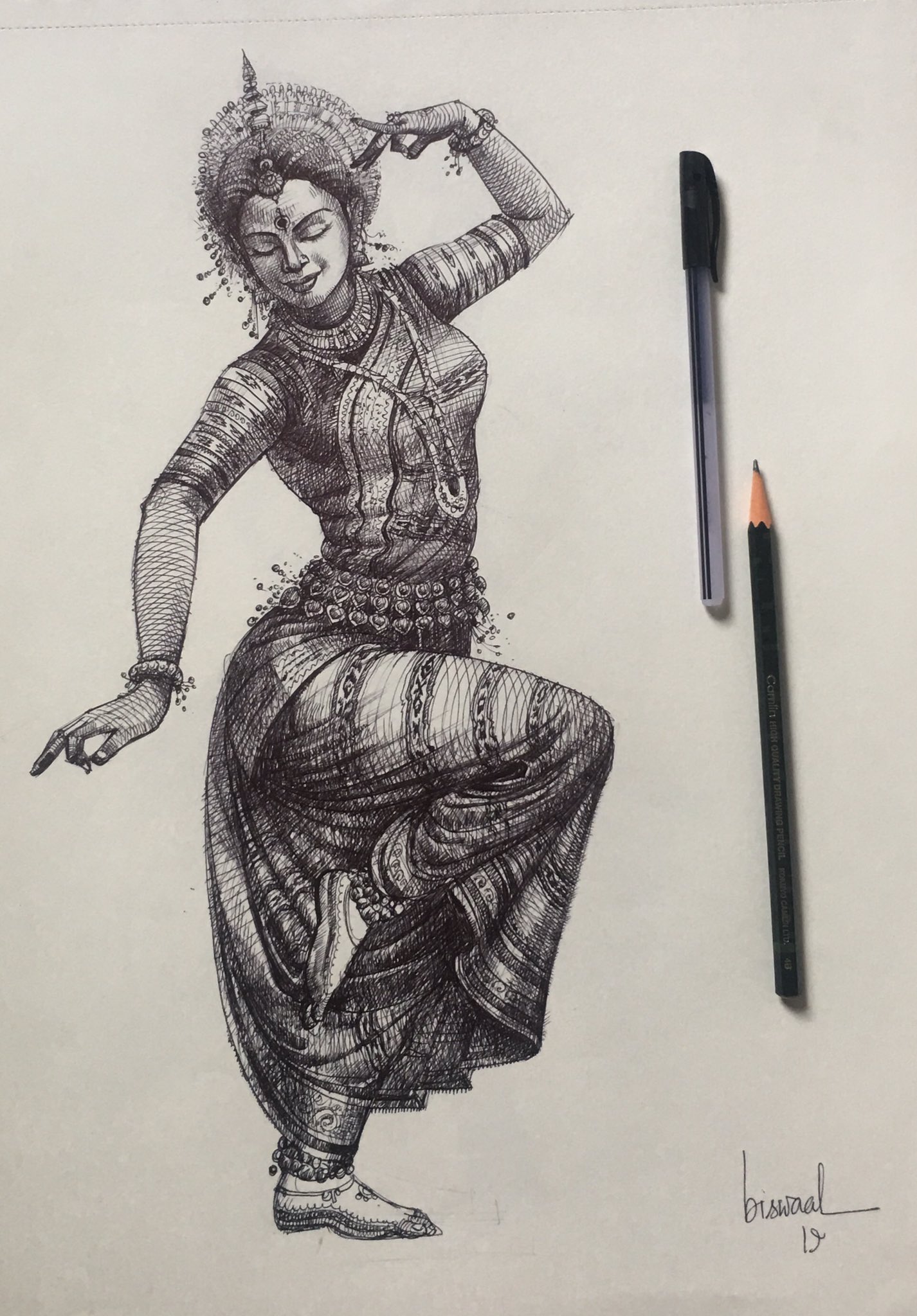 Classical dance drawing//Bharatanatyam//pencil drawing - YouTube