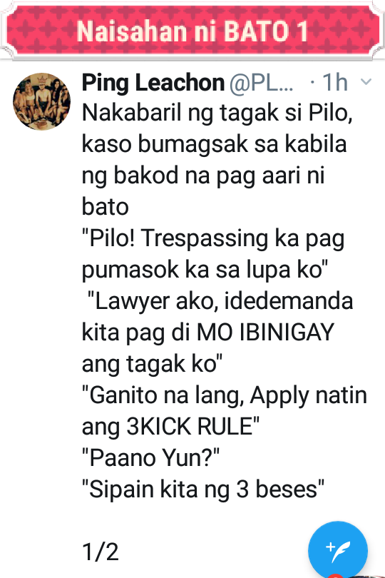 efrenmd's tweet photo. #MyApr2019Post

Talaga eto si Ping, masarap magLeachon.

Wala talagang panalo si Pilo kay Bato. A Police is always a smart-street guy.

Ano, 3 KICK RULE ulit?

Inuna ba naman ang hilBAYAGot!

Cc @PLeachon https://t.co/g9FdWQ8rF6