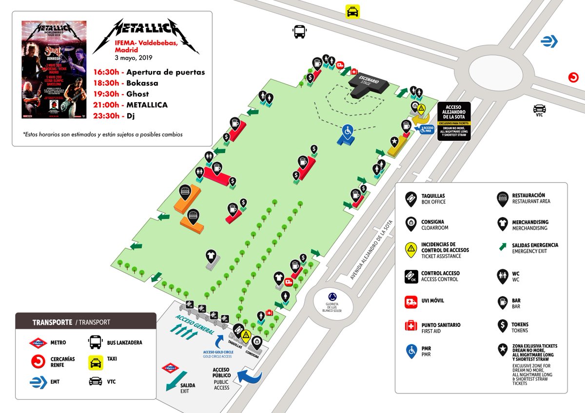 LiveNationES's tweet image. Este viernes 3 de mayo, METALLICA actuará en Madrid en el recinto de Valdebebas-IFEMA. 
Toda la información sobre cómo llegar/salir y recomendaciones aquí: lntvglobal.com/es/article/met…
FAQs: lntvglobal.com/es/article/met…