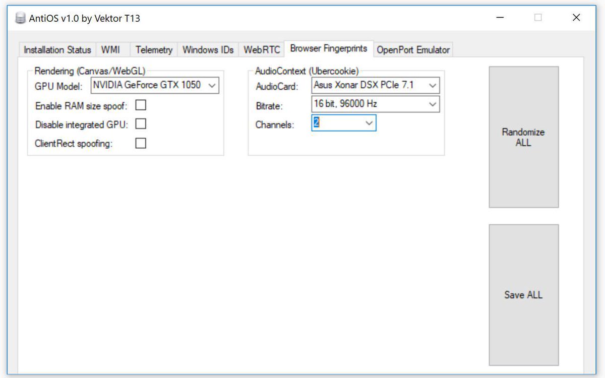 Vektor_T13's tweet photo. #Antidetect #AntiOS
Spoof all of your Windows fingerprints with AntiOS Project v1.0 https://t.co/QydtDah5t3