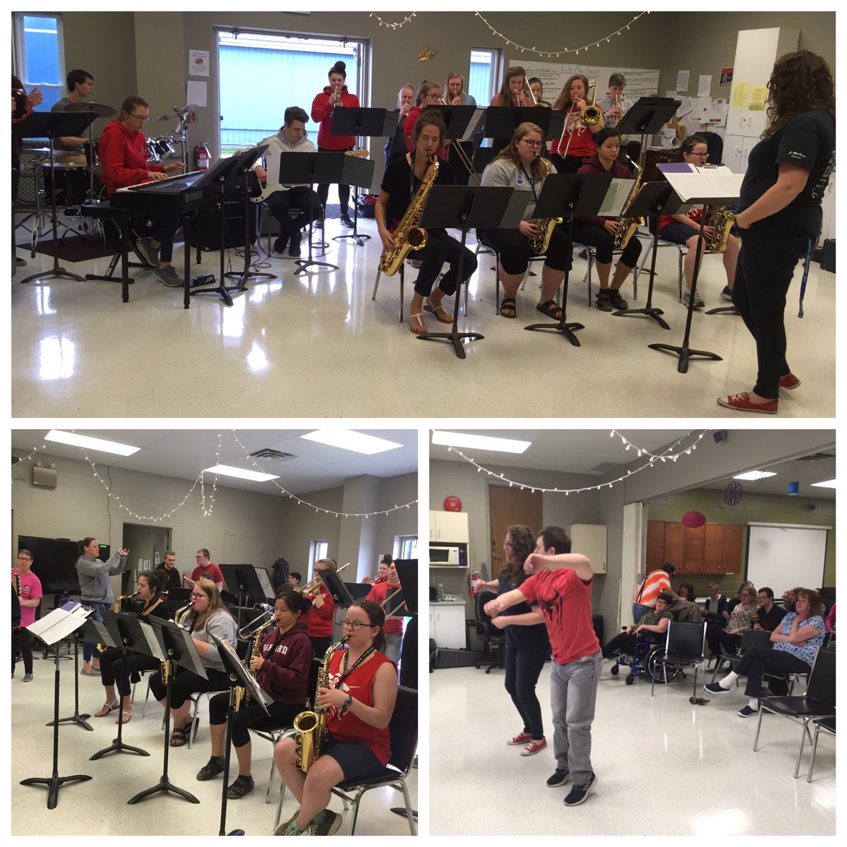 LCCVIMusic's tweet photo. Last week, the Stage Band was so thrilled to be able to share the magic of music with our friends @lcds_ontario! There was lots of singing, dancing & guest musicians to join the #LCCVILancer Music Crew! Thanks to Shantal for her initiative in setting up the visit! 🎶 @LCCVIInfo https://t.co/fGh30ztG8t
