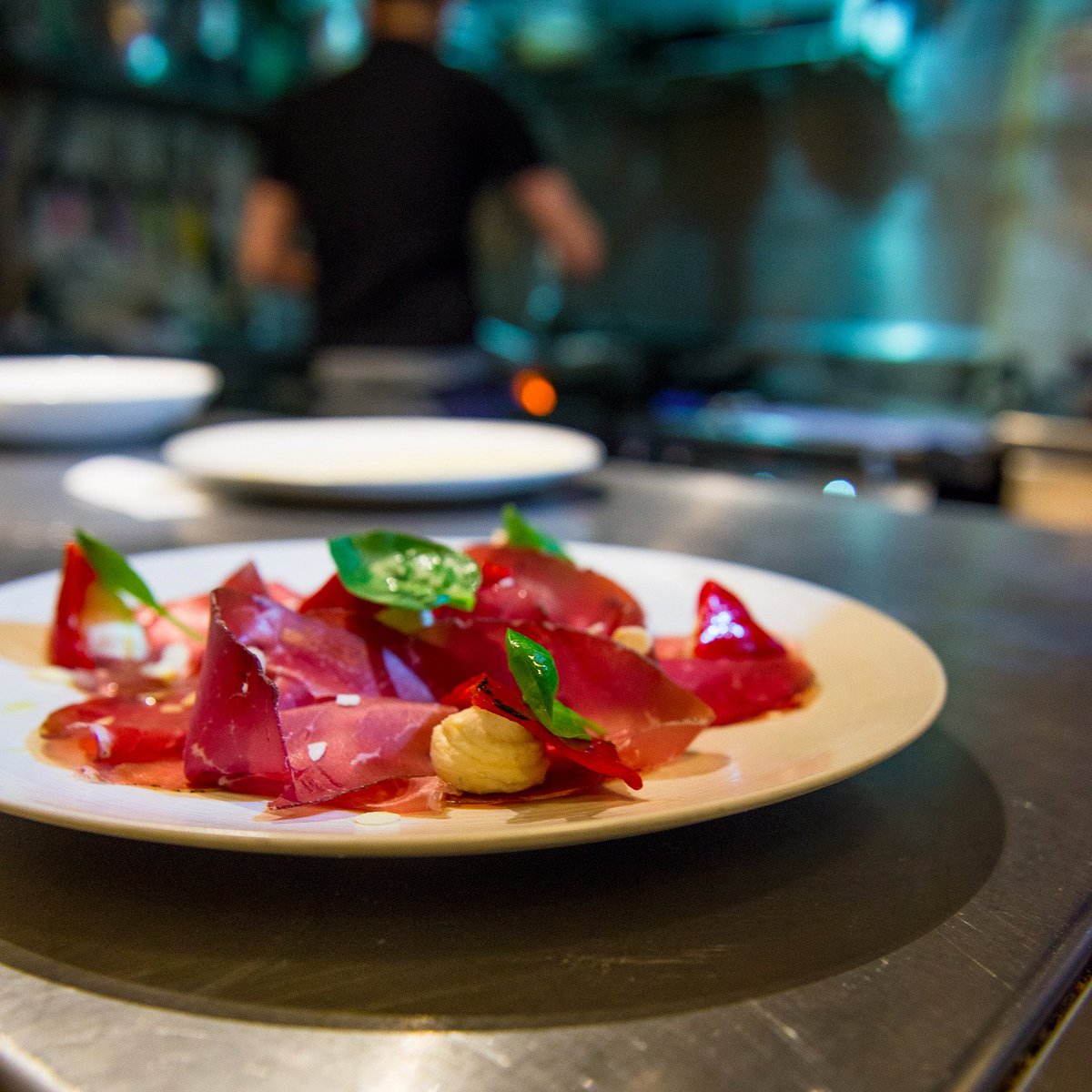 Enjoy this Tuesday Carpaccio di Bresaola - Sliced of air-dried cured beef, artichokes, radish, parmesan shavings, toasted almonds and orange EVO oil emulsion! #FeelLikeInItaly #Italianfood #TuesdayMotivation RT