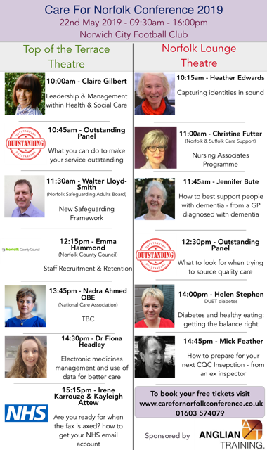A new conference for Norfolk's care providers is happening on 22nd May. Have you registered (free) yet? carefornorfolkconference.co.uk