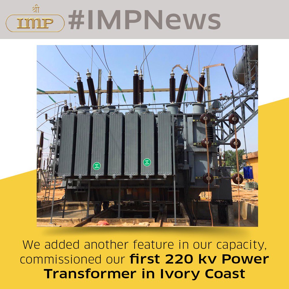 IMP POWERS breaks new ground in Ivory Cost. Here's a glimpse of our recent installation of first 220kV Power Transformer. 
#IMPPOWERS #TeamIMP #Africa #IMPHighlights #IMPTransformers #IMPNews #TransformTheGlobe
<a href="/AadityaDhoot/">Aaditya Dhoot</a>
