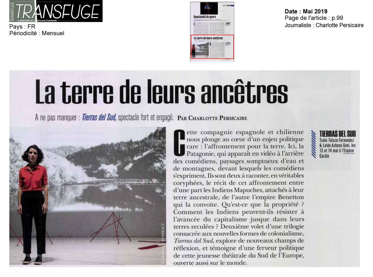 TheaVilleParis's tweet photo. #LePointPresse
#TierrasDelSud @txalompd spectacle "qui témoigne d'une ferveur politique de cette jeunesse théâtrale du Sud de l'Europe, ouverte aussi sur le monde".
Lire @Transfuge
Voir 13-14.05 #THDVEspaceCardin
Avec @Paris_IC
🎟️ https://t.co/fRNVoUMjQ2
#CHANTIERSEUROPE19 https://t.co/oIMFJvdRLu